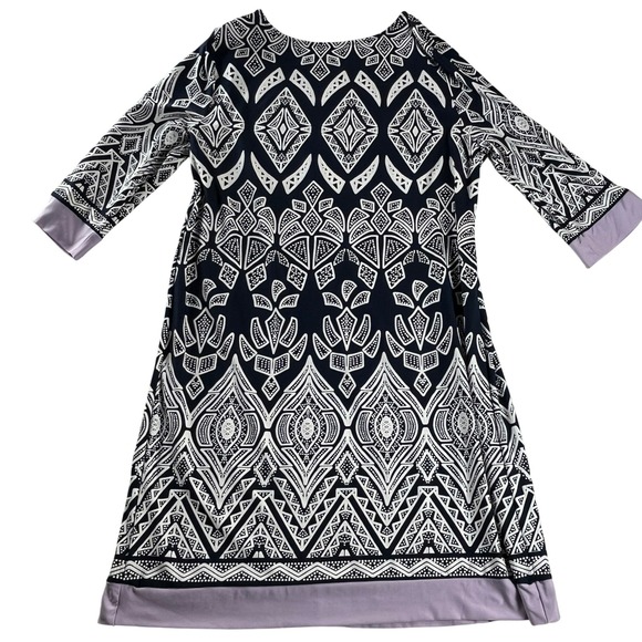 croft & barrow Dresses & Skirts - Croft & Barrow Geometric Shift Dress XXL Stretch Knit 3/4 Sleeve Boho Casual
